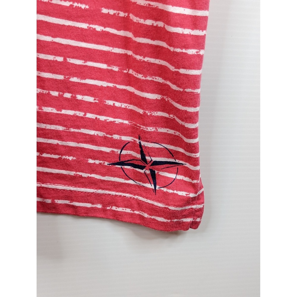 B Draddy Polo Shirt Men's Large Short Sleeve Pink Striped Golf Logo Stretch - Picture 6 of 9